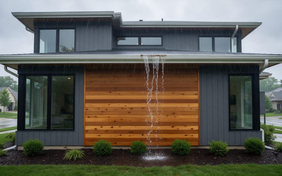 gutter overflow on a modern shawnee kansas home
