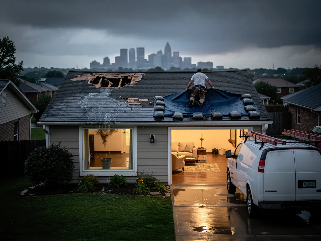 Emergency Roofing Repair Services Kansas City 1 Checklist graphic summarizing emergency roof repair essentials